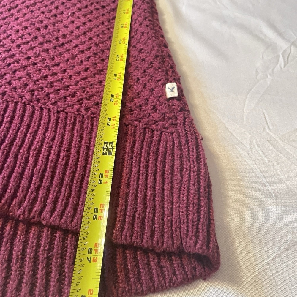 American Eagle Sweater Womens Small Burgundy Cowl Neck Textured Knit Pullover - Picture 8 of 9